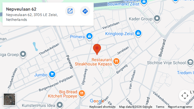 Locatie van Autorijschool De Kruijf op de kaart: Nepveulaan 62 - 64 in Zeist